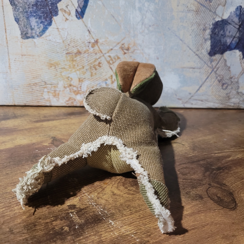 Brown and Green Stuffed Distressed Bunny. - Picture 3 of 7